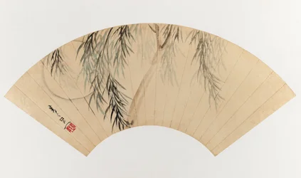 Weide und Mond (Fächerbild)